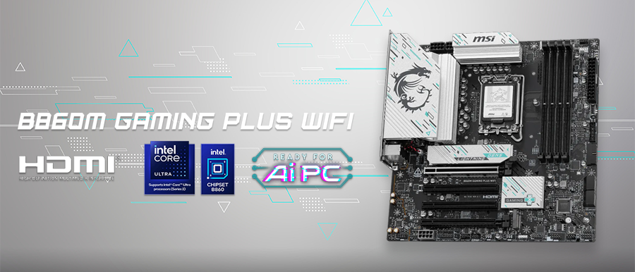 Placa madre MSI B860M GAMING PLUS WIFI con soporte para procesadores Intel Core Ultra