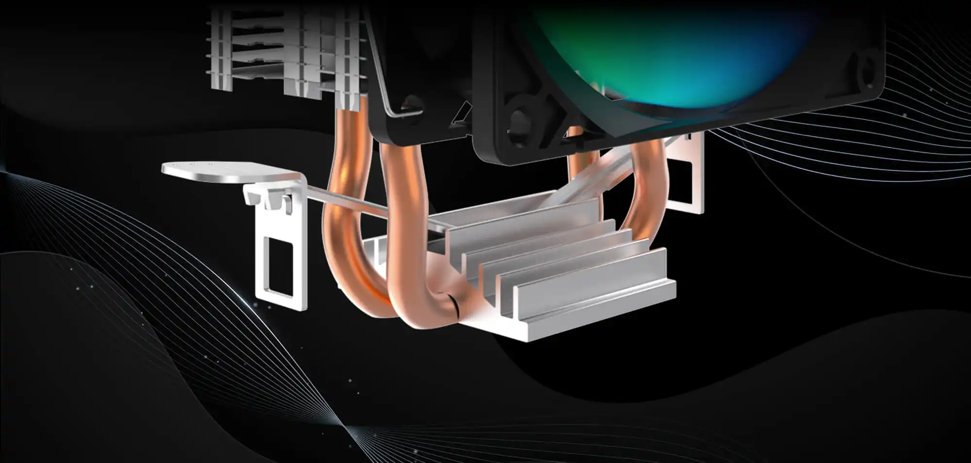 cooler procesador Antec A35 FRGB detalle base contacto heatpipes compatibilidad Intel AMD