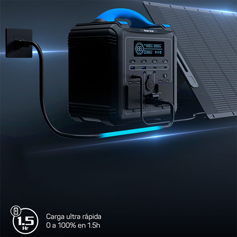Central el&eacute;ctrica port&aacute;til Titan serie FPP-T702-I con asa de transporte y pantalla LCD multifunci&oacute;n