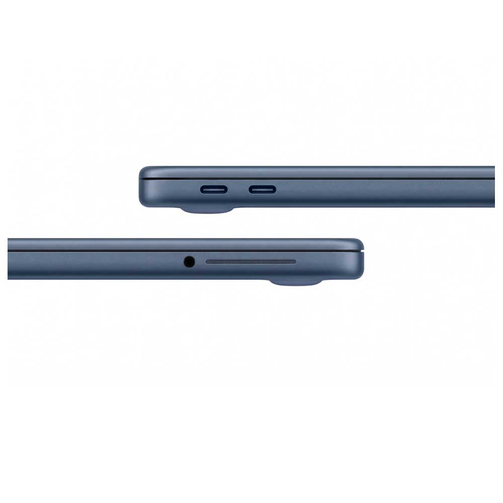 Perfil ultra delgado del MacBook Neo en color Indigo