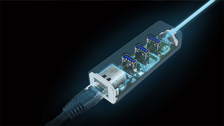 Vista esquem&aacute;tica del interior del adaptador USB-C a Ethernet Gigabit