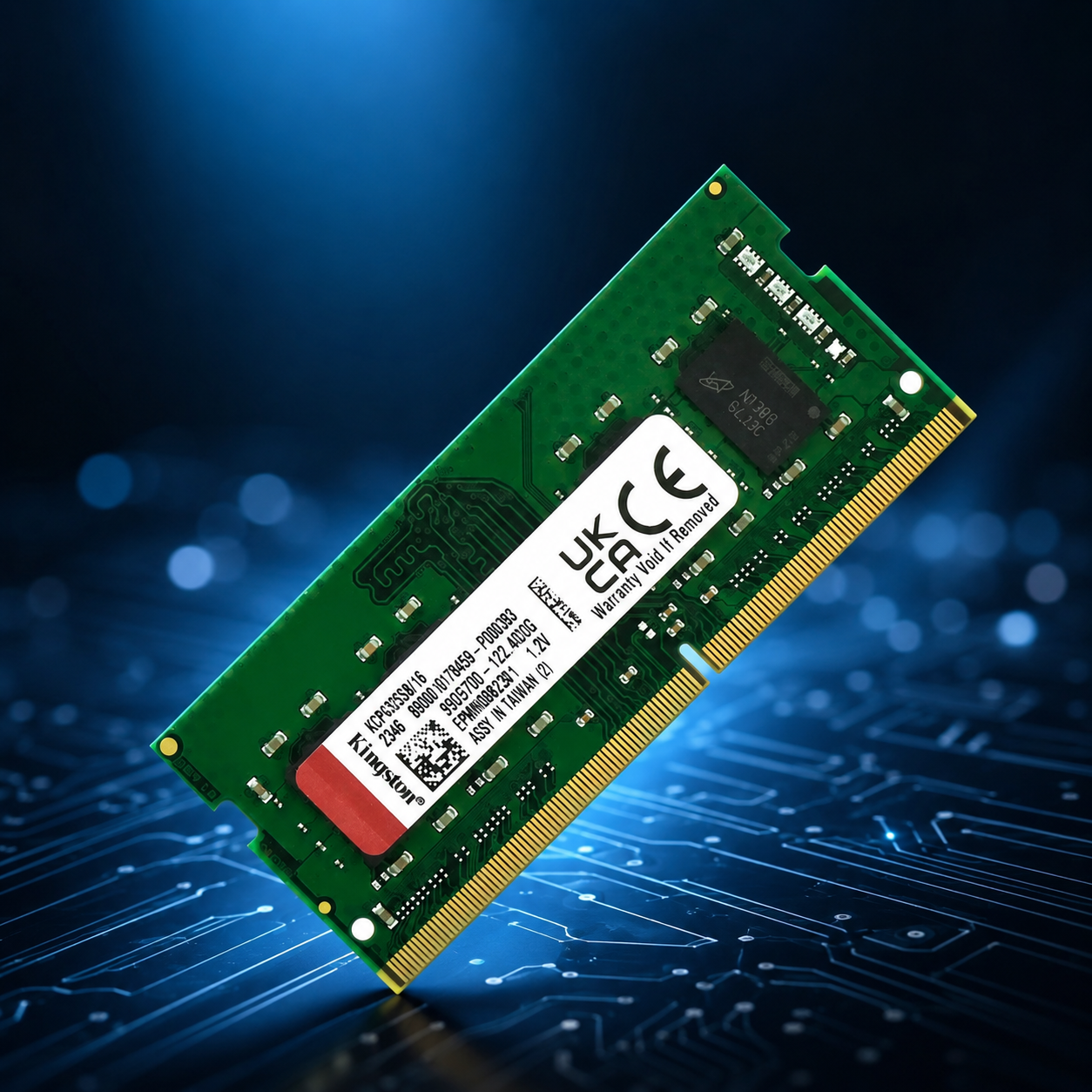 Detalle de los chips de memoria de alta calidad en el m&oacute;dulo Kingston