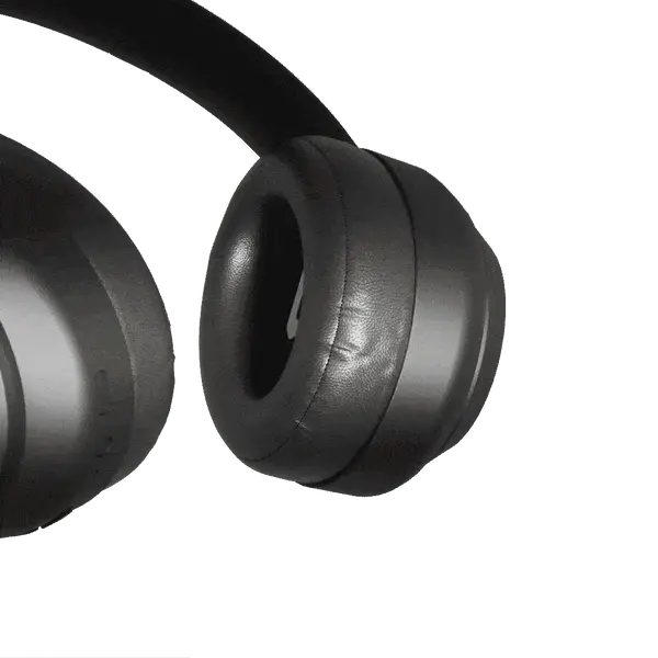 Vista frontal de aud&iacute;fonos Bluetooth Sleve Evo con controles t&aacute;ctiles y sonido est&eacute;reo