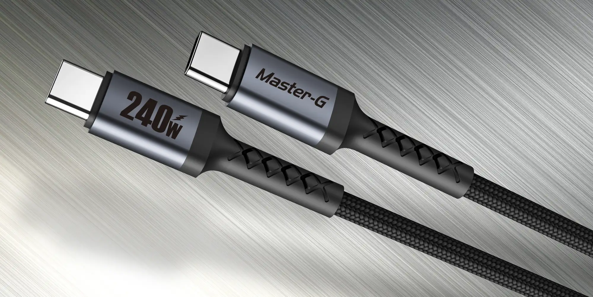 Cable USB Tipo C Master-G de alta velocidad con potencia de 240W y dise&ntilde;o trenzado resistente