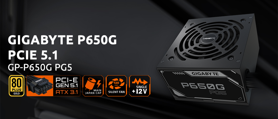 Fuente de poder GIGABYTE P650G PCIE 5.1 de 650W