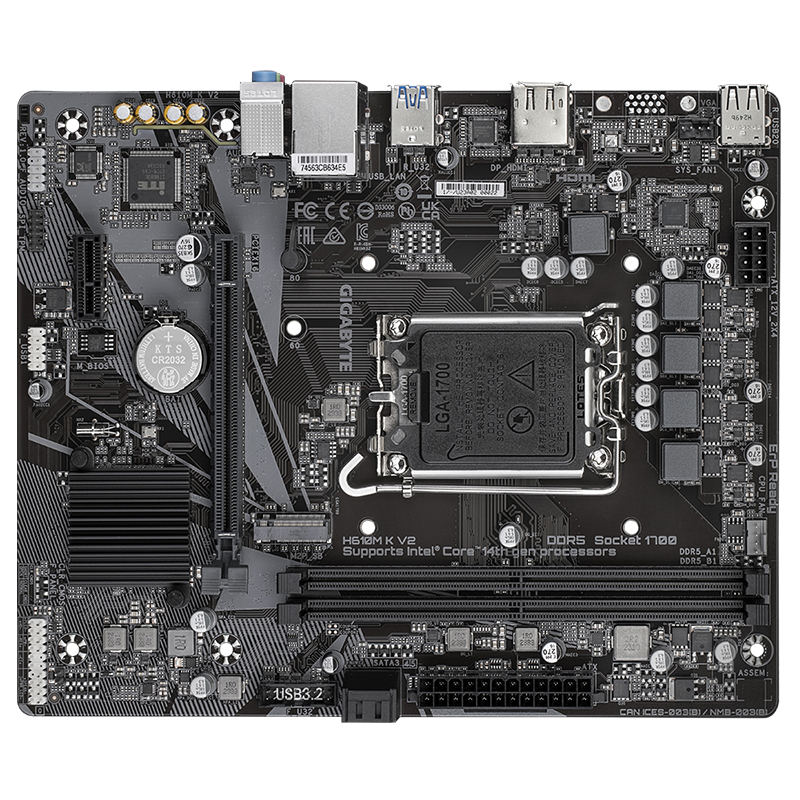 Placa madre GIGABYTE H610M K V2 con soporte para procesadores Intel
