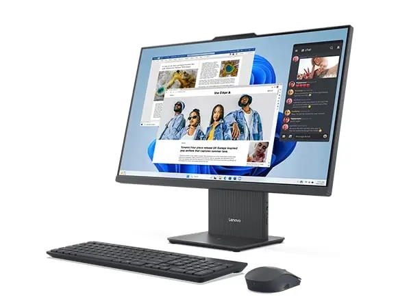 Vista en &aacute;nguo del All in One Lenovo IdeaCentre AMD Ryzen 7 destacando su capacidad de ajuste en inclinaci&oacute;n