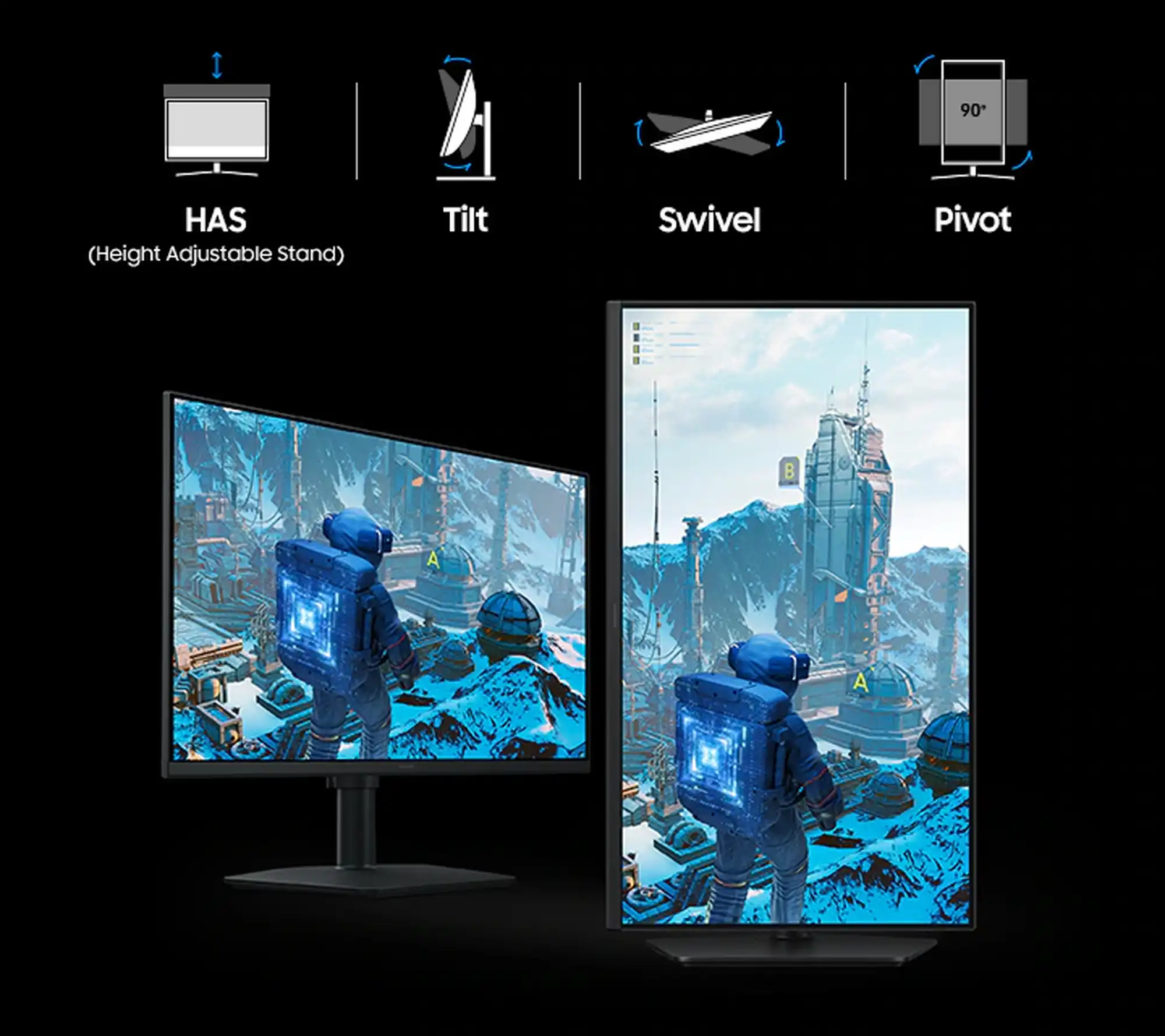 Monitor gamer Samsung Odyssey vista frontal con pantalla de alta resoluci&oacute;n y dise&ntilde;o de marcos delgados