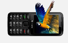 Celular Basico 3ra Edad FJ-200 Negro Cargador Base Vista posterior del celular básico Fujita Japan mostrando diseño compacto y tapa trasera resistente