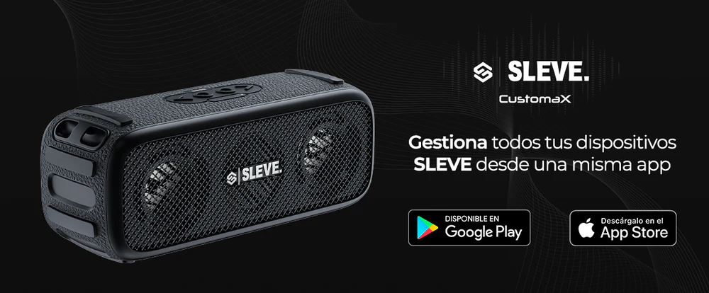Parlante Bluetooth Sleve Boom+ Gestiona todos tus dispositivos Sleve desde una misma app