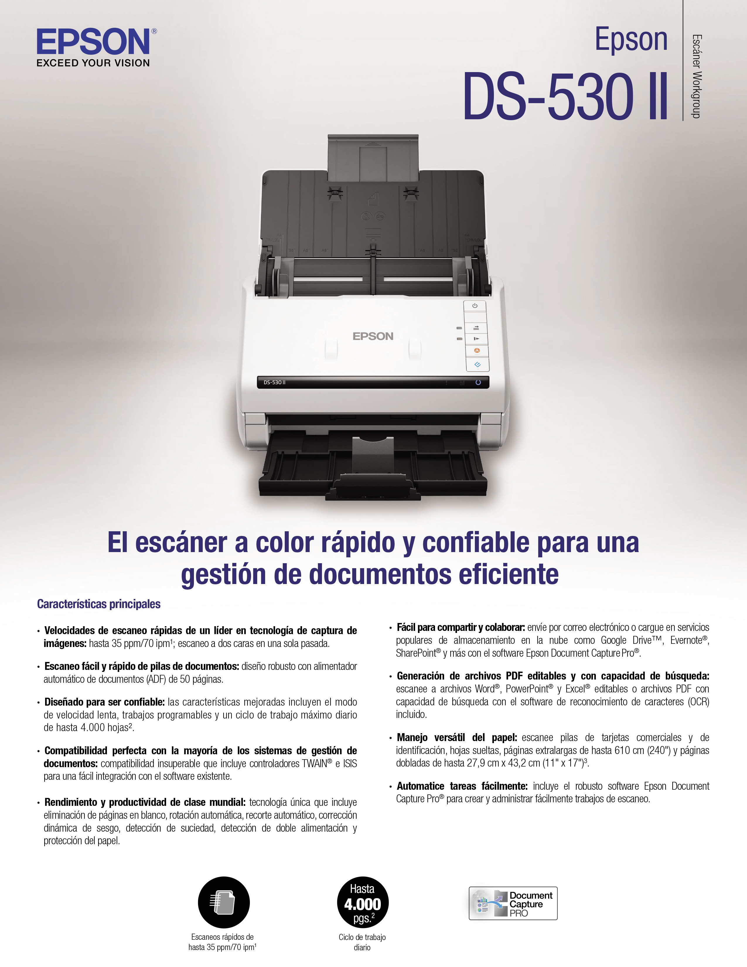 Epson Escaner Dúplex WorkForce DS530 II PC Factory