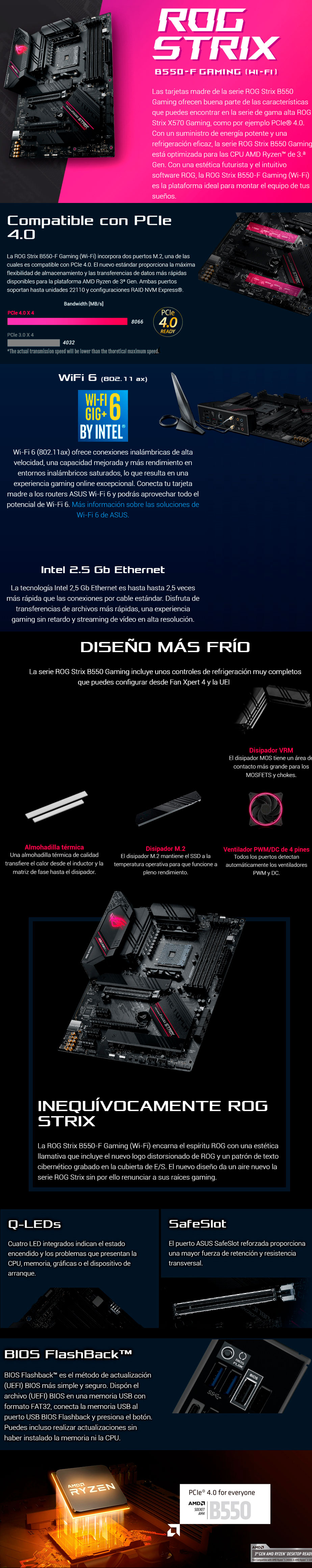 Asus M/B AMD B550-F ROG Strix Wi-Fi (AM4) | PC Factory