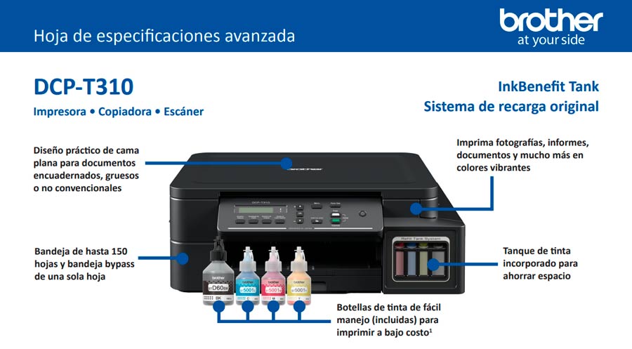 Brother dcp t310 medidas