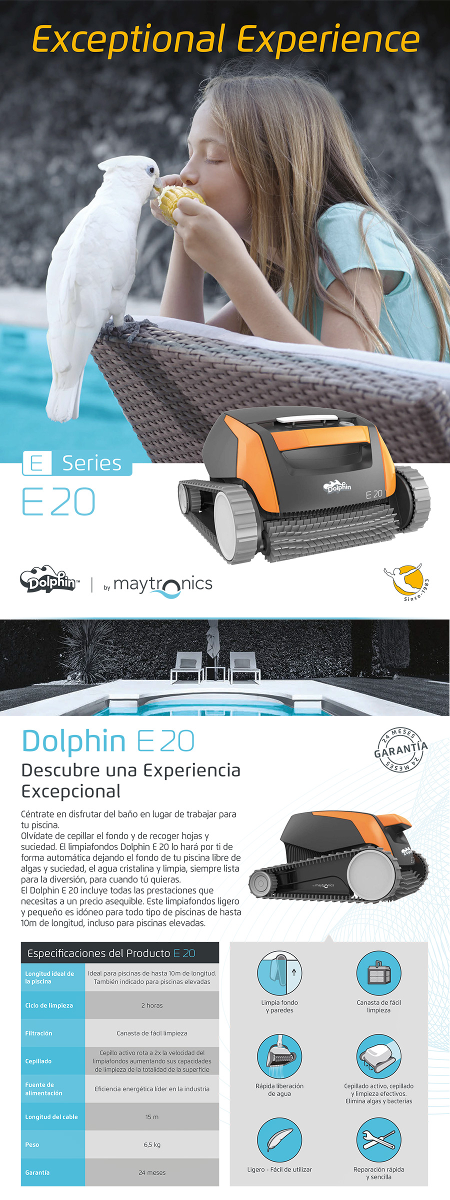 Dolphin E20 robot limpiafondos piscina