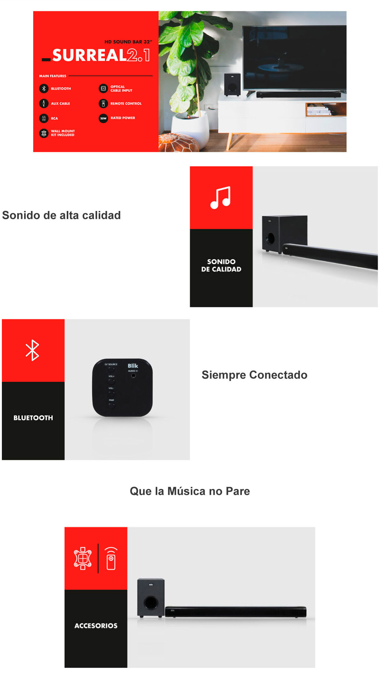 Barra de Sonido TV Soundbar Novik Infinity 8 Bluetooth USB con Subwoofer y  C. Remoto
